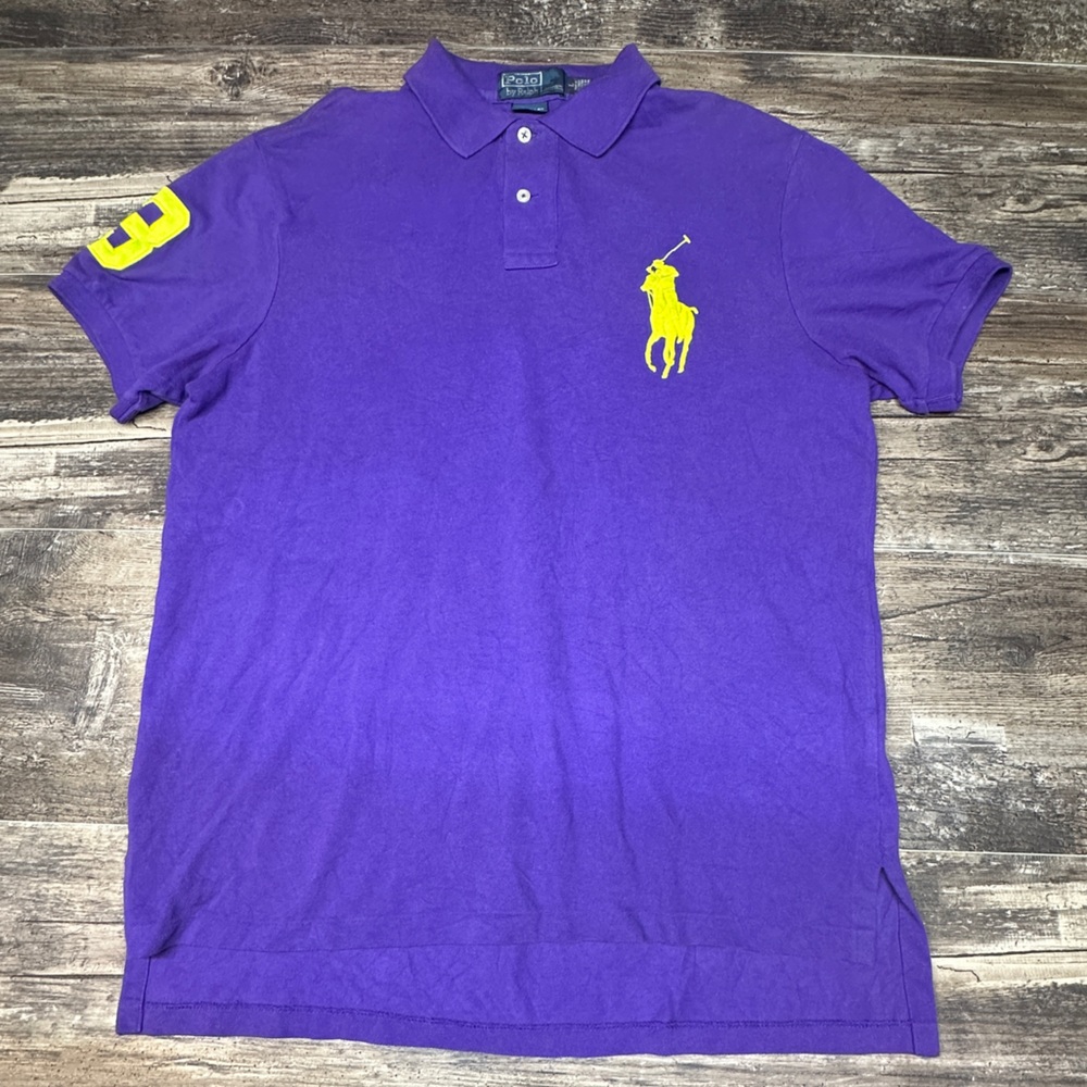 Polo Ralph Lauren Purple Custom Fit Polo Shirt Big Pony - Large - GUC
